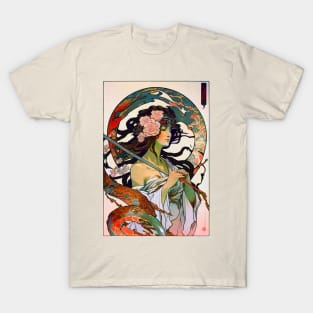 Japanese Vintage Art Nouveau Dragon Lady Priestess T-Shirt